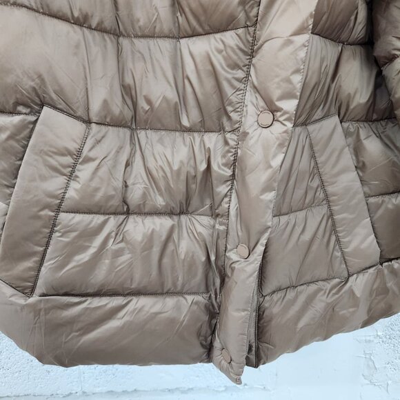 NWT Tahari Women's Asymmetrical Puffer Jacket Tan Large & Extra Large - Picture 6 of 13